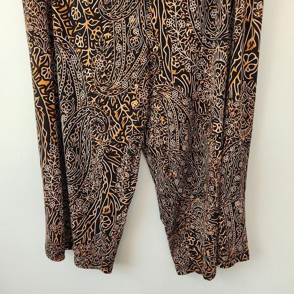 Susan Graver Pants Womens 1X Black Brown Liquid Knit Cropped Pull-On Workwear - Picture 3 of 14